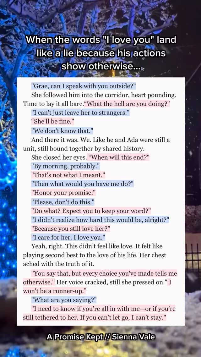 ❤️ KINDLE UNLIMITED ❤️

Midlife Crisis.

That’s what moving to London turned into. Not the empowered divorcee glow-up I promised myself.

Just a shrinking bank account. A publishing deadline breathing down my neck. And the very real possibility of losing the house I bought for my retired parents.
The only thing holding me together is him.

Caden Knight. A charm-your-pants-off British literary icon who found me through a reel.

What started as casual messages became late-night confessions, praise given only when earned, and a connection that feels anything but online.

He knows exactly how to shape my obedience and make me work for his approval.

I keep saying nothing will come of it. 

Until he wants to meet. In person.

He doesn’t know I’m already living minutes away. I’ve been avoiding his requests, terrified I won’t live up to the fantsy we’ve built.

But London refuses to keep us apart.

And when I run into him, I can’t deny how easily I fall under his control.

Some promises follow us across lifetimes.

A Promise Kept 📕 Sienna Vale

📚Read Here: https://a.co/d/09ShLqtW
Available in ebook and paperback!
